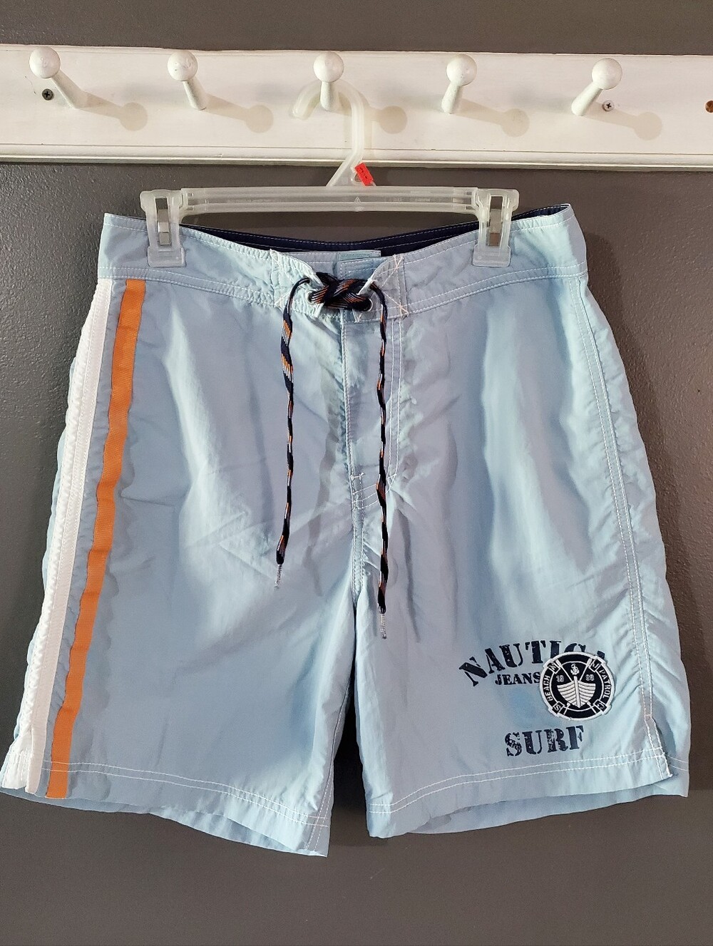NAUTICA Side Stripes Beach Patrol Patch Board Shorts 30